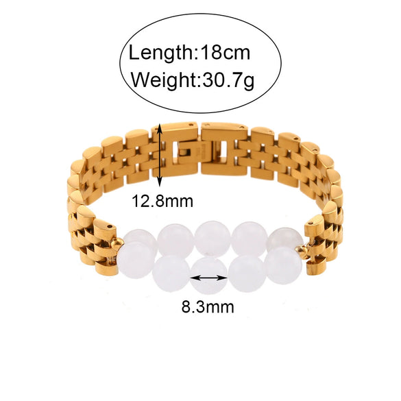 Wholesale Bracelet Jewelry Stainless Steel Geometric Splicing Retro Fashion Electroplated For Women