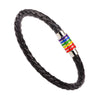 Wholesale Bracelet Leather Stainless Steel Rainbow Enamel Metal Pieces Electroplated Trendy Jewelry Unisex