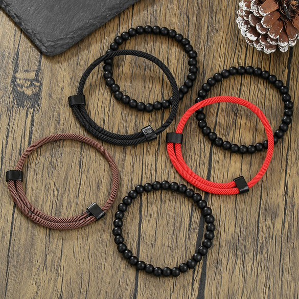 Wholesale Bracelet Milan Rope Black Magic Sand Geometric Handmade Unisex