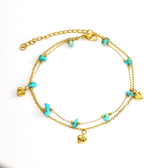 Wholesale Bracelet Natural Gravel Titanium Steel Heart Shape Electroplating For Women