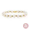 Wholesale Bracelet Pure Silver Beads Cultured Freshwater Pearl Electroplated For Men And Women