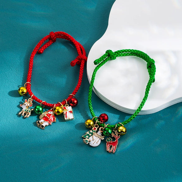 Wholesale Bracelet Red Rope Cartoon Character Dripping Oil Christmas Series Women's