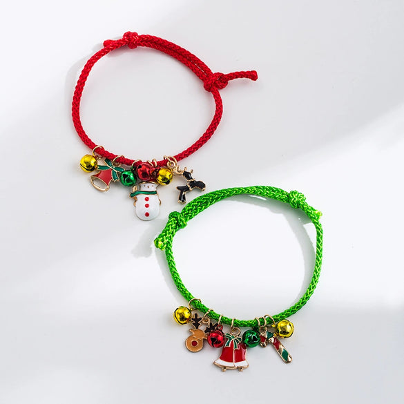 Wholesale Bracelet Red Rope Cartoon Character Dripping Oil Christmas Series Women's