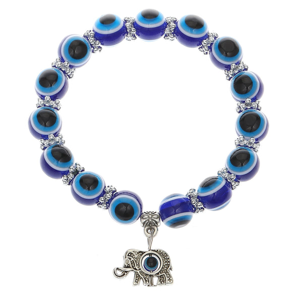 Wholesale Bracelet Resin Round Beads Devil's Eye Butterfly Love Fatima's Hand Pendant Handmade Unisex