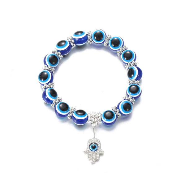 Wholesale Bracelet Resin Round Beads Devil's Eye Butterfly Love Fatima's Hand Pendant Handmade Unisex