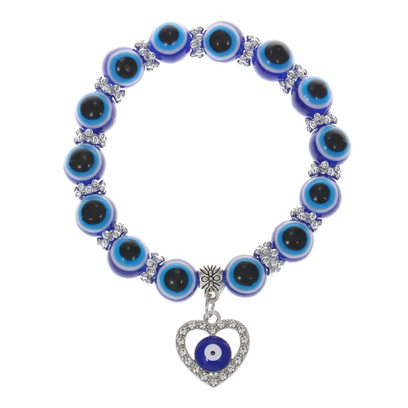 Wholesale Bracelet Resin Round Beads Devil's Eye Butterfly Love Fatima's Hand Pendant Handmade Unisex