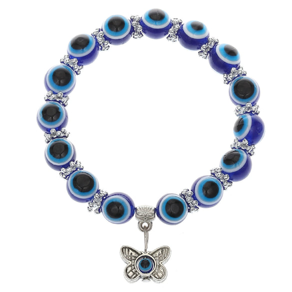 Wholesale Bracelet Resin Round Beads Devil's Eye Butterfly Love Fatima's Hand Pendant Handmade Unisex