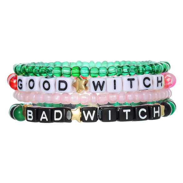 Wholesale Bracelet Rice Beads Black Magic Sand Acrylic Handmade Letter Design Unisex