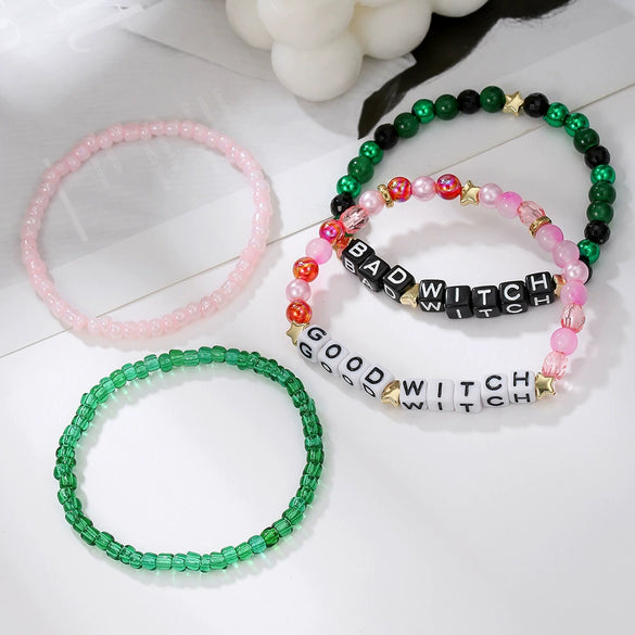 Wholesale Bracelet Rice Beads Black Magic Sand Acrylic Handmade Letter Design Unisex