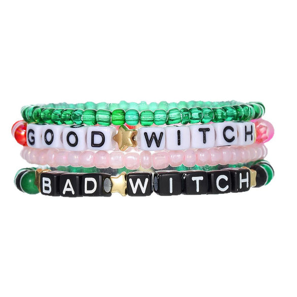 Wholesale Bracelet Rice Beads Black Magic Sand Acrylic Handmade Letter Design Unisex