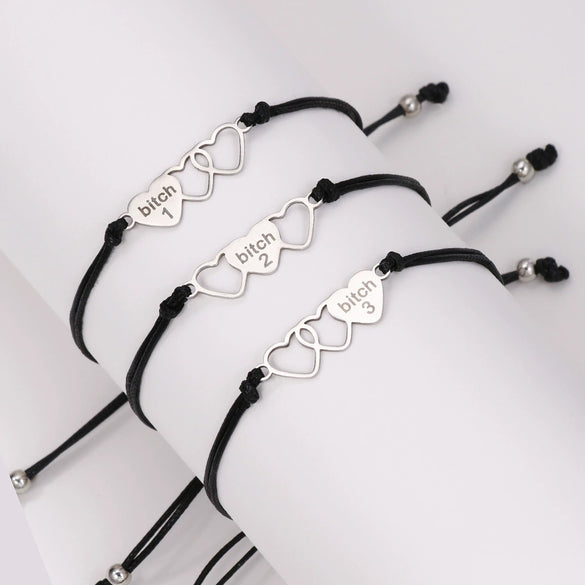 Wholesale Bracelet Set Stainless Steel Love Pattern Handmade Unisex