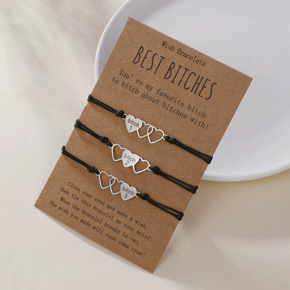Wholesale Bracelet Set Stainless Steel Love Pattern Handmade Unisex