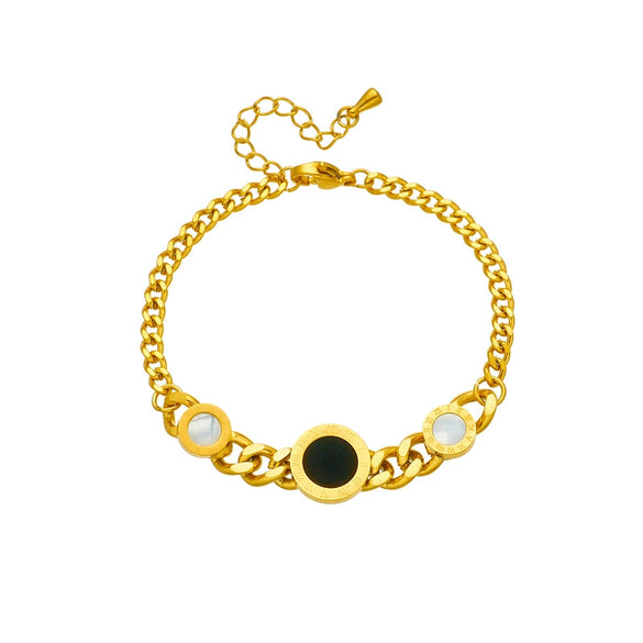 Wholesale Bracelet Stainless Steel Asymmetrical Chain Roman Round Retro Simple Elegant Electroplated Unisex