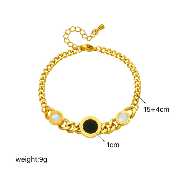 Wholesale Bracelet Stainless Steel Asymmetrical Chain Roman Round Retro Simple Elegant Electroplated Unisex
