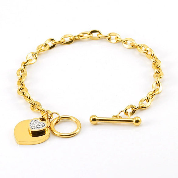 Wholesale Bracelet Stainless Steel Couple Heart Shape Electroplating Design