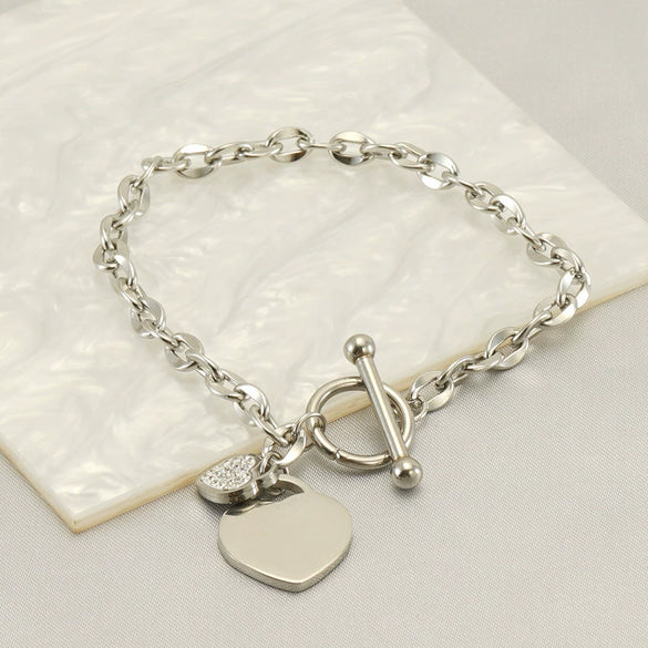 Wholesale Bracelet Stainless Steel Couple Heart Shape Electroplating Design