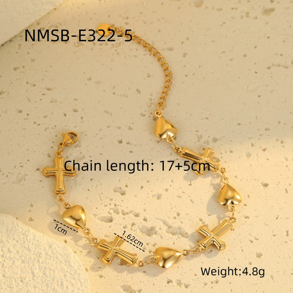 Wholesale Bracelet Stainless Steel Geometric Butterfly Flower Pendant Electroplating Fashion Design For Women