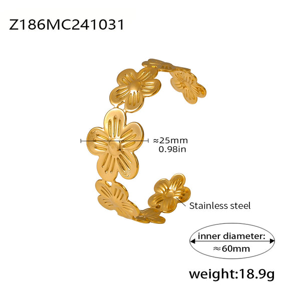Wholesale Bracelet Stainless Steel Geometric Flower Hollow Opening Electroplated