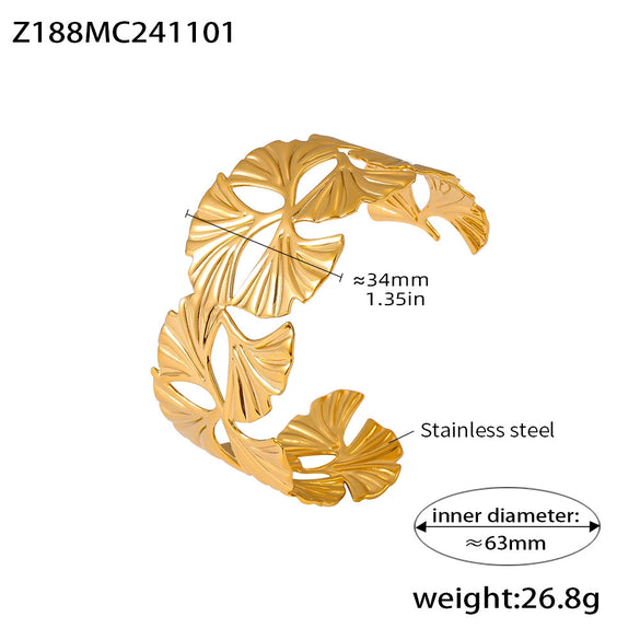 Wholesale Bracelet Stainless Steel Geometric Flower Hollow Opening Electroplated