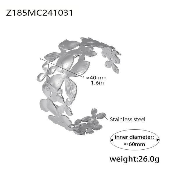 Wholesale Bracelet Stainless Steel Geometric Flower Hollow Opening Electroplated
