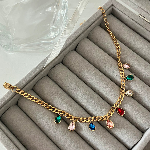 Wholesale Bracelet Stainless Steel Geometric Heart Water Drop Multipendant Electroplating