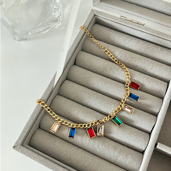 Wholesale Bracelet Stainless Steel Geometric Heart Water Drop Multipendant Electroplating