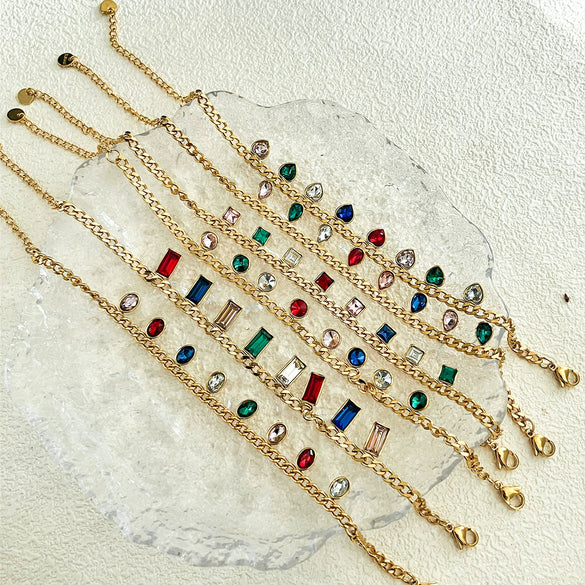 Wholesale Bracelet Stainless Steel Geometric Heart Water Drop Multipendant Electroplating