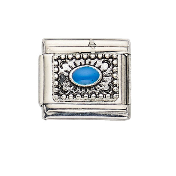 Wholesale Bracelet Stainless Steel Geometric Totem Dripping Oil Craft Blue Turquoise