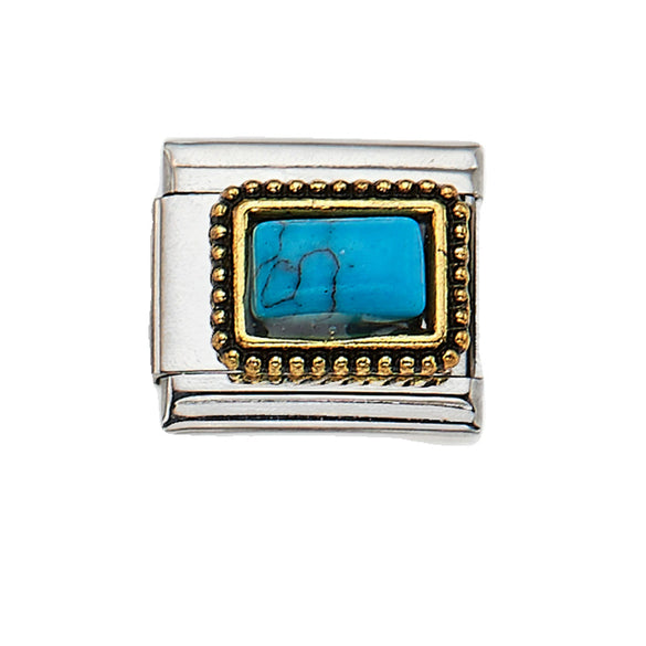 Wholesale Bracelet Stainless Steel Geometric Totem Dripping Oil Craft Blue Turquoise