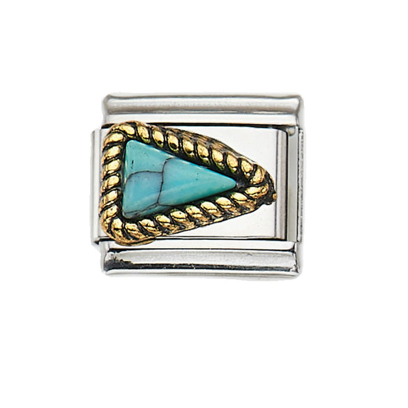 Wholesale Bracelet Stainless Steel Geometric Totem Dripping Oil Craft Blue Turquoise