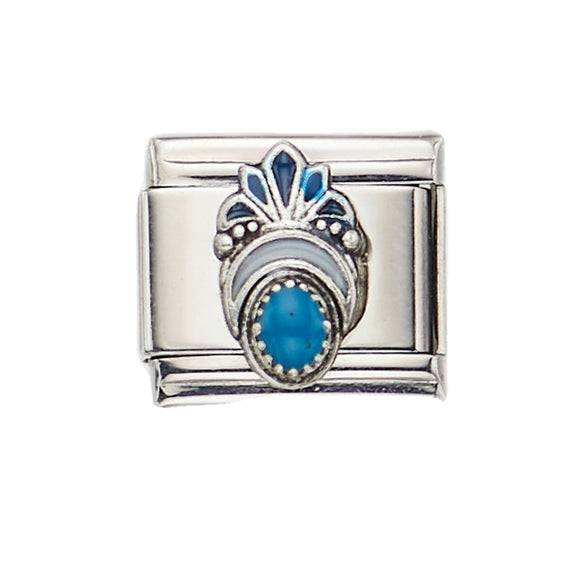 Wholesale Bracelet Stainless Steel Geometric Totem Dripping Oil Craft Blue Turquoise