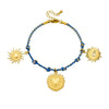 Wholesale Bracelet Stainless Steel Goldplated Retro Color Rope Braided Knotted Heart Shape Pendant