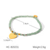 Wholesale Bracelet Stainless Steel Green Natural Stone Beaded Geometric Heart Shape Electroplated Jewelry For Women