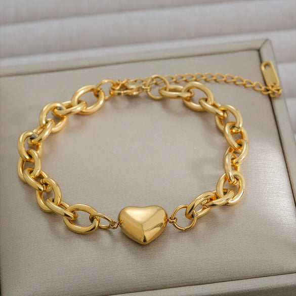 Wholesale Bracelet Stainless Steel Heart Shape Electroplating Minimalist Style Unisex