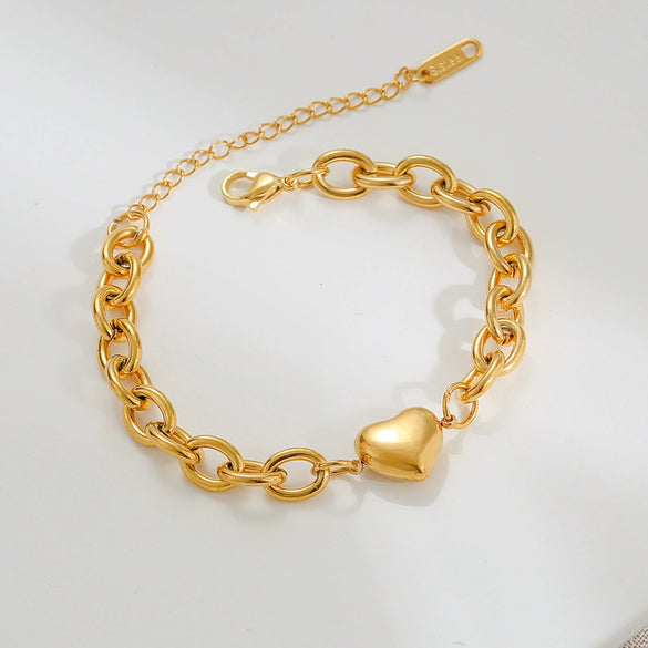 Wholesale Bracelet Stainless Steel Heart Shape Electroplating Minimalist Style Unisex