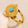 Wholesale Bracelet Stainless Steel 18K Gold Plated Geometric Blue Turquoise Retro Style For Women
