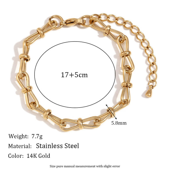 Wholesale Bracelet Stainless Steel 14K Gold Plated Geometric Handmade