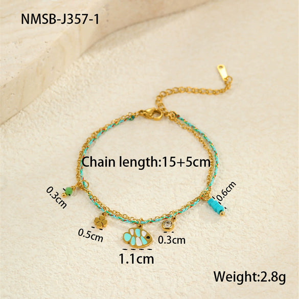 Wholesale Bracelet Stainless Steel 18K Gold Plated Geometric Pattern Braided Rope Design For Women