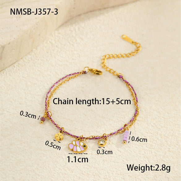 Wholesale Bracelet Stainless Steel 18K Gold Plated Geometric Pattern Braided Rope Design For Women