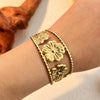 Wholesale Bracelet Stainless Steel Retro Geometric Hydraulic Opening Hollow Flower Electroplated