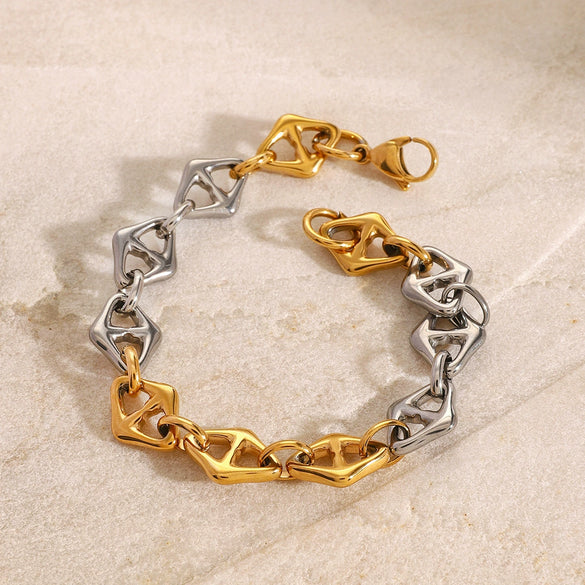 Wholesale Bracelet Stainless Steel Rhombus Geometric Electroplated