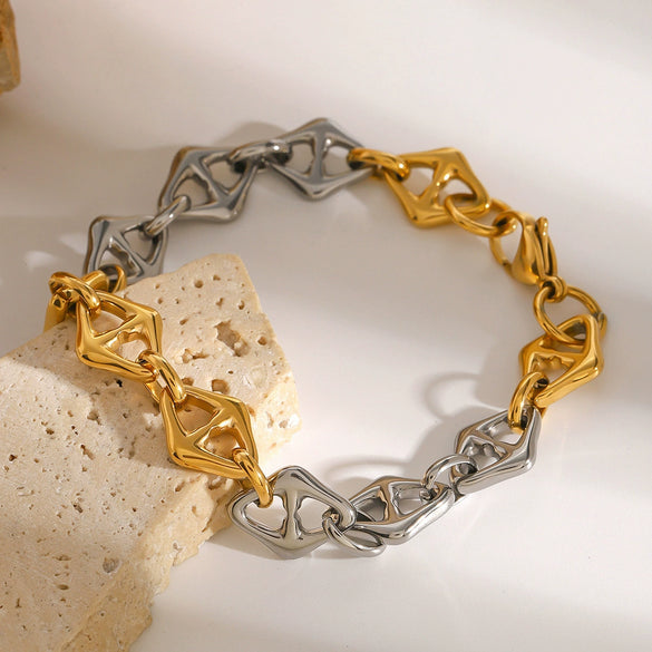 Wholesale Bracelet Stainless Steel Rhombus Geometric Electroplated