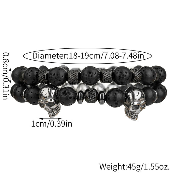Wholesale Bracelet Stainless Steel Volcanic Stone Black Gallstone Geometric Handmade Hiphop Internet Celebrity Style Unisex