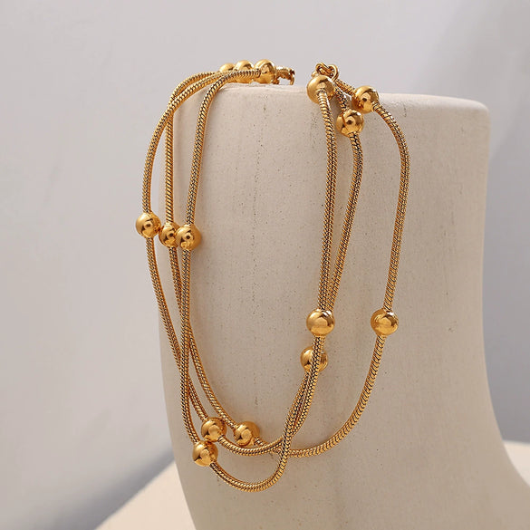 Wholesale Bracelet 316L Stainless Steel Electroplated Small Round Bead Unisex Women's Fashion Style