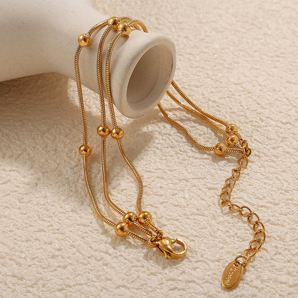 Wholesale Bracelet 316L Stainless Steel Electroplated Small Round Bead Unisex Women's Fashion Style