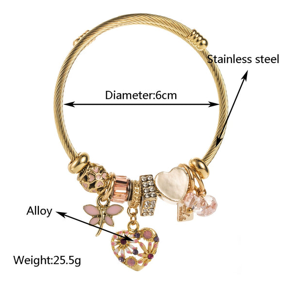 Wholesale Bracelet Titanium Steel Geometric Diamond Fashion Love Pendant Adjustable