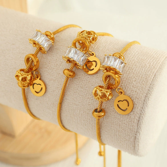 Wholesale Bracelet 316L Stainless Steel Heart Geometric Light Luxury Hiphop Electroplating Style For Women