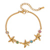 Wholesale Bracelet Titanium Steel 18K Gold Color Zircon Starfish Geometric Electroplating Women's Jewelry