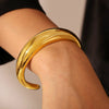 Wholesale Bracelet 316L Stainless Steel 18K Gold Plated Crescent Cshaped Open Cast Glazed Simple For Women