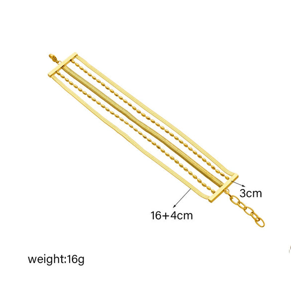 Wholesale Bracelet Titanium Steel Multi Layer Retro Irregular Wide Surface Punk Style Electroplated For Women